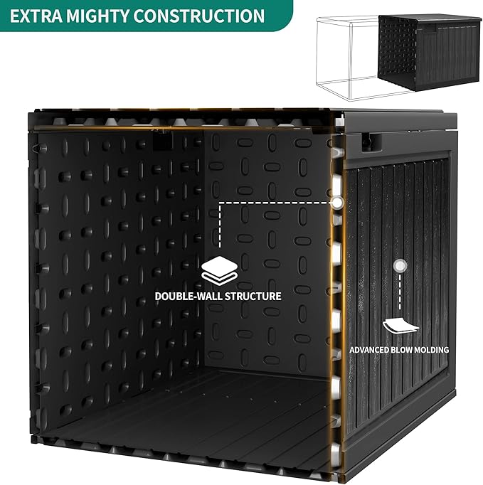 YITAHOME 90 Gallon Double-Wall Deck Box with Side Handles, Outdoor Large Storage for Patio Furniture Cushions, Garden Pool Accessories, Water Resistant & Lockable-Ruum Studio Home