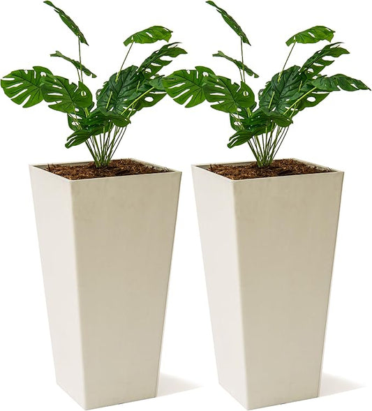 XBrand Modern 28-Inch Square Planter, Modern Tapered Planter Perfect for Indoor & Outdoor, Patio Décor, Set of 2-Ruum Studio Home