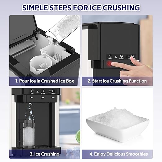 3 in 1 Water Dispenser with Ice Maker, Nugget Ice Maker Countertop, Bullet Ice, Crushed Ice, Water Cooler, 44Lbs/24H, 12 Ice Cube/6Min, Self-Cleaning, 4Lbs Ice Storage, Home, Kitchen, Party, RV-Ruum Studio Home