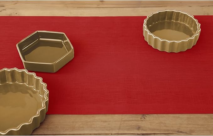 Solino Home Linen Red Table Runner 36 Inches - 100% Pure Linen Small Table Runner 14 x 36 Inch Ideal for Dresser and Coffee Tables - Fete-Ruum Studio Home