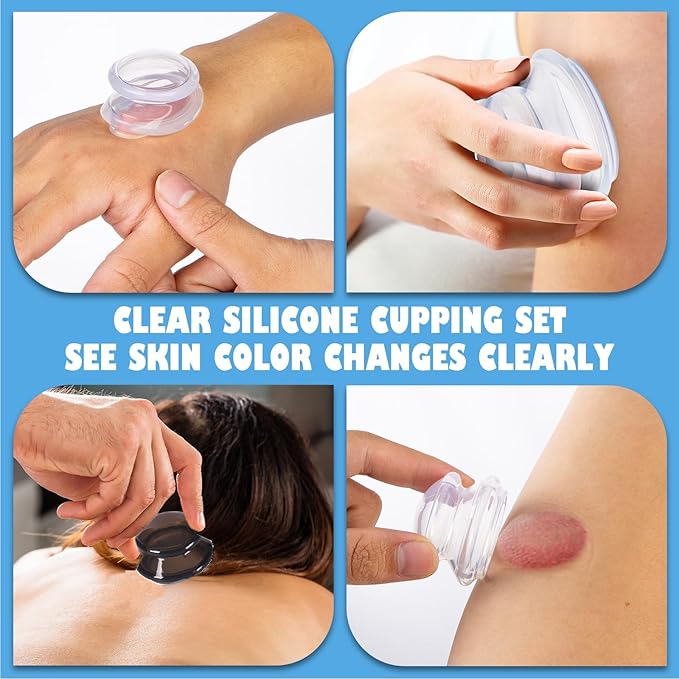 7Pcs Cupping Therapy Set-Professional Silicone Cupping, Suitable for Facial Body Massage/Deep Myofascial Release/Pain Relief/Muscle Relaxation & More (Black,7pcs)-Ruum Studio Home