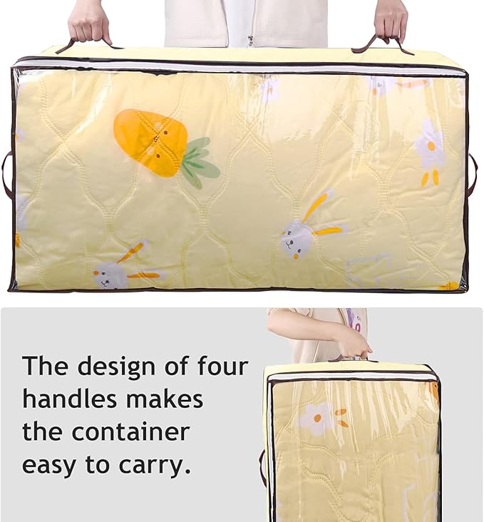 90L Under Bed Storage Containers, Closet Organizers and Storage Bins, Foldable Underbed Storage Bags for Blankets, Towels, Comforter, Sweaters, Pillows, Linen Sheets, Wrapping Paper, 4 Pack Beige-Ruum Studio Home