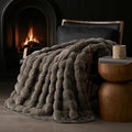 EVERGRACE Ultra Soft Luxury Fluffy Faux Rabbit Fur Throw Blanket, Thick Warm Fuzzy Blankets for Bed, Cozy Plush Reversible Blanket for Couch, Chair, Sofa, Dark Taupe, 60x80 Inches, 870 GSM-Ruum Studio Home