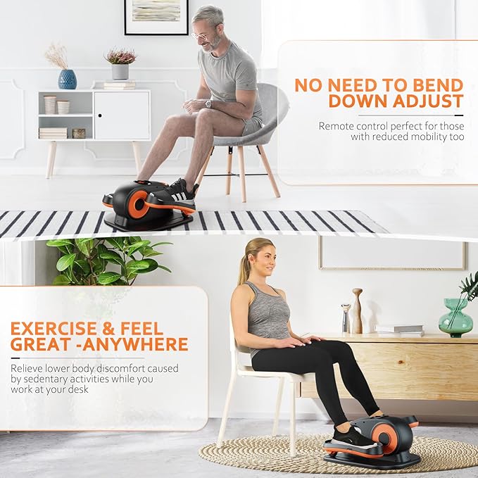 Under Desk Elliptical Machine, Ellipse Exerciser as Seen on TV for Seniors with Remote Control & 12 Adjustable Speeds, Elliptical Machine for Home-Ruum Studio Home