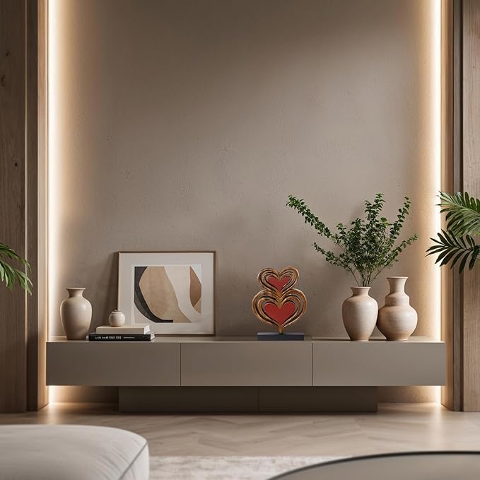 Decozen Gifts for Mom - Wooden Heart Sculpture - Mother's Day Birthday Gifts, Home, Office, Living Room, Shelf, Fireplace, Farmhouse, Tabletop, Boho and Mantle Decor - Mothers Day Decorations-Ruum Studio Home