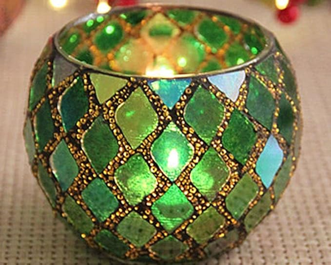 Votive Candle Holder Tea Lights - Glass Candle Holders, Mosaic Tealight Candle Holder, Candle Jar Cup for Wedding Centerpiece Party Table Decorations, Valentines Day Decor-Ruum Studio Home