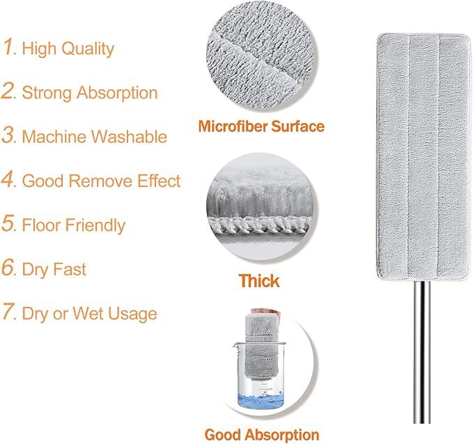 Jelymark Flat Mop and Bucket with Wringer Set, Separates Dirty and Clean Water, 3-Chamber Mop Wet and Dry Use, Not-Hands Squeeze Mops for Floor Cleaning, 4 Reusable Microfiber Mop Pads Included-Ruum Studio Home