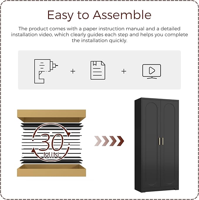 71" Tall Metal Pantry Cabinet with 4 Adjustable Shelves and Gold Handles Heavy-Duty Steel Storage for Kitchen, Dining Room or Office-Ruum Studio Home