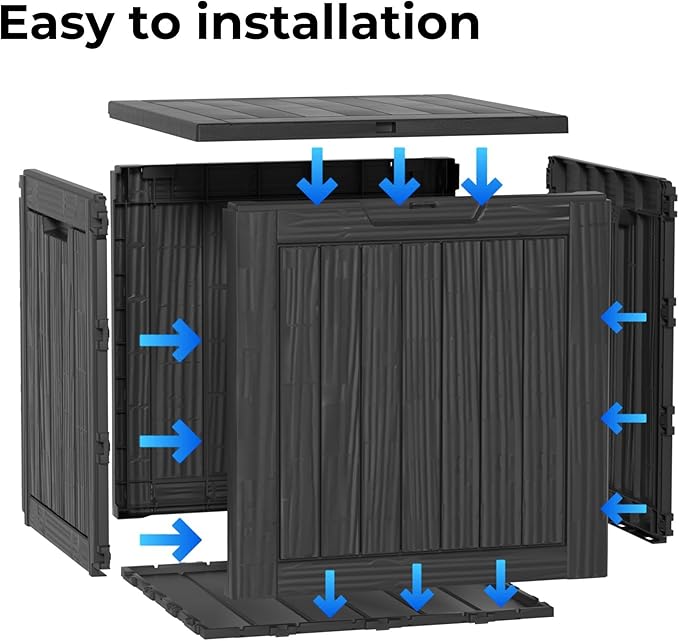 35 Gallon Outdoor Storage Box Waterproof Lockable Resin Deck Box Large, Patio Storage Bin for Pool Accessories Cushion Furniture, Garden Tools, UV-Resistant Outside Delivery Black-Ruum Studio Home