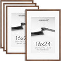 16x24 Poster Frame Set of 4 Natural Solid Walnut Photo Frames with 12x18 Removable Mat Wall Hanging Large Handcrafted Frame with HD Plexiglass Wall and Tabletop Display Large Picture Frame-Ruum Studio Home
