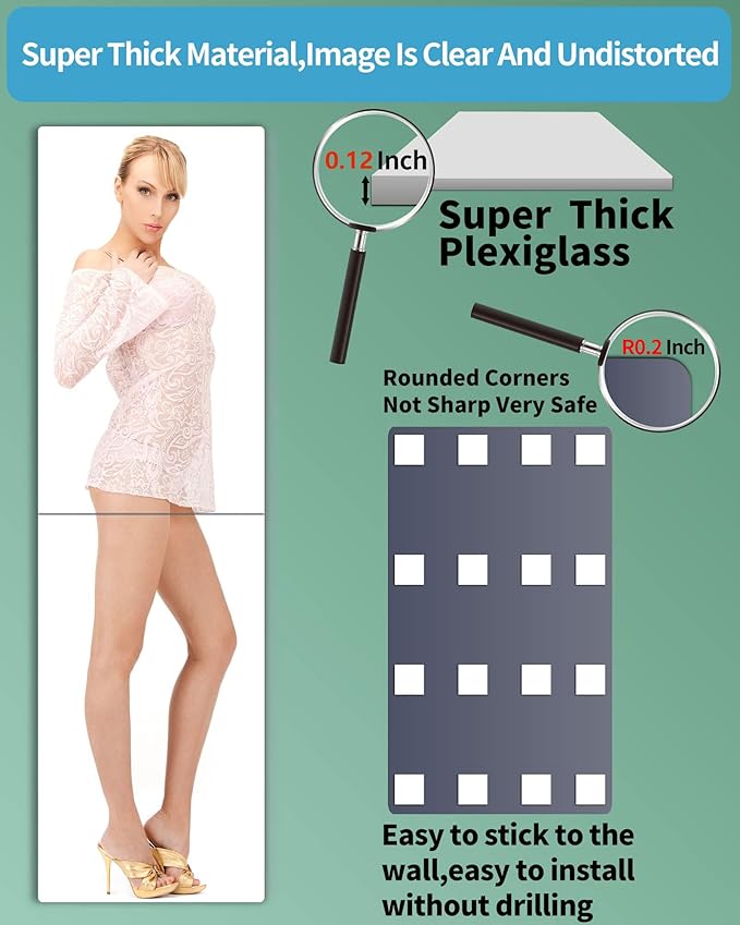 Shatterproof Wall Mirror Full Length for Bedroom, Acrylic Gym Mirrors For Home, Extra Thick: 0.12 inch, 14 x 24 inch x 2 Pcs, Workout Mirrors Safe for Kids, Over The Door, Long Wall Mounted-Ruum Studio Home