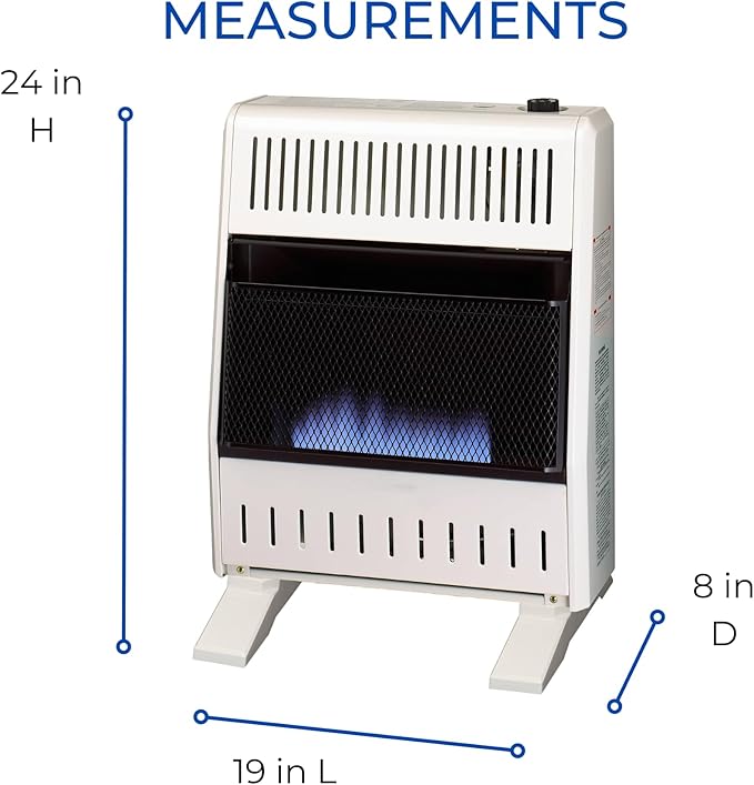 ProCom MN200TBA-B Ventless Natural Gas Blue Flame Space Heater with Thermostat Control for Home and Office Use, 20000 BTU, Heats Up to 950 Sq. Ft., Includes Wall Mount and Base Feet, White-Ruum Studio Home