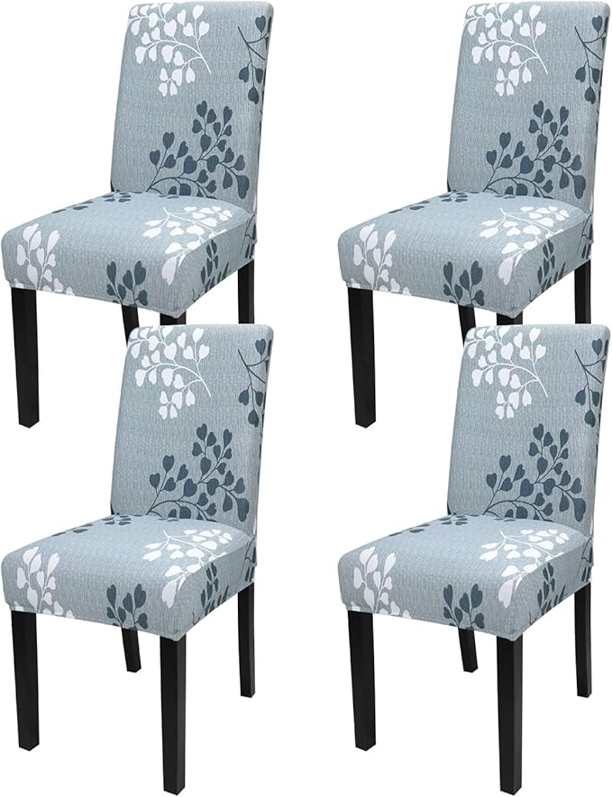 JQinHome Pattern Chair Covers for Dining Room Set of 4, High Stretch Removable Washable Parsons Chair Slipcover for Home Party Hotel Wedding Ceremony (Flower,4PCS)-Ruum Studio Home