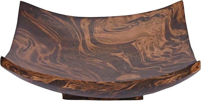 AeraVida Square-Shaped Mango Tree Wood with Dark Stain Serving Dish or Fruit Bowl | Wood Decor Bowl-Ruum Studio Home