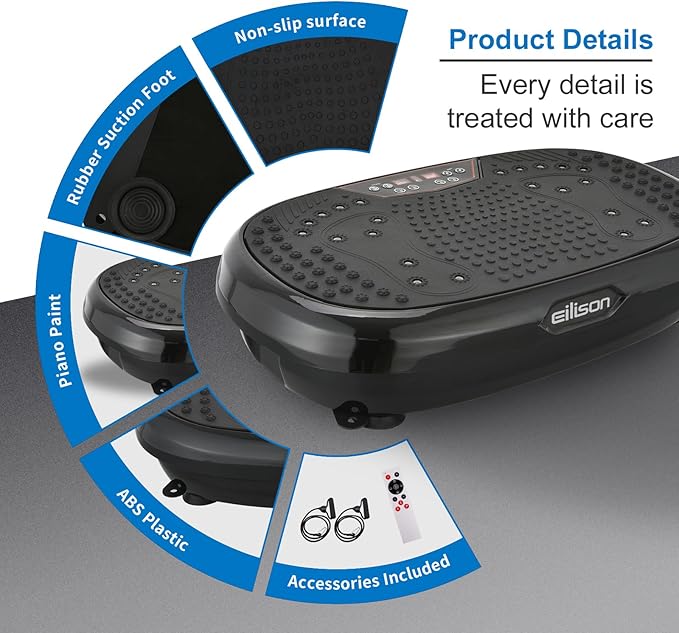 EILISON FitMax 3D XL Vibration Plate Exercise Machine - Whole Body Workout Vibration Platform w/Loop Bands - Lymphatic Drainage Machine for Weight Loss, Shaping, Wellness, Recovery-Ruum Studio Home