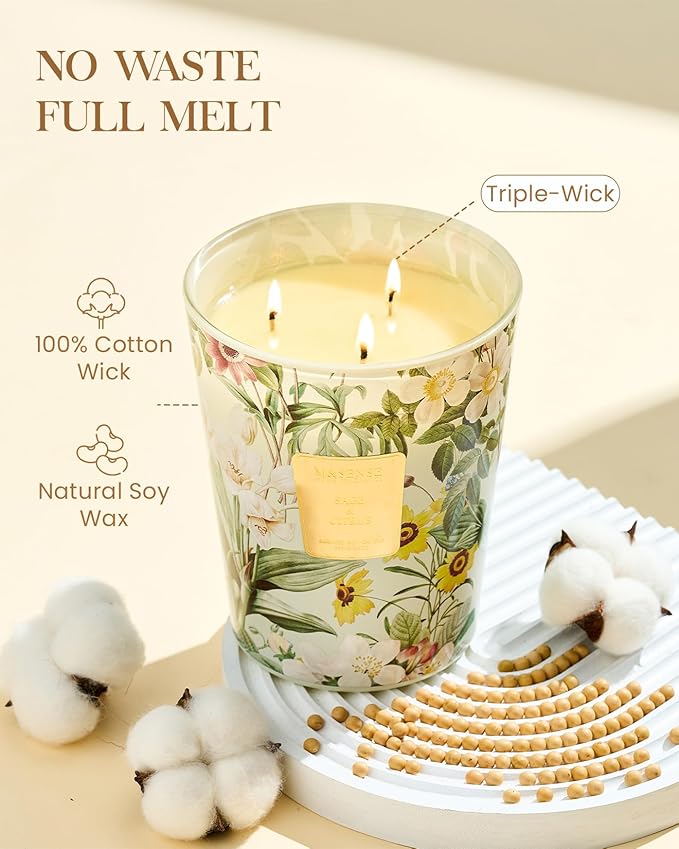 M&SENSE Extra Large Candle Sage Citrus Scented, 3-Wick 35oz 150H Long Lasting, Natural Soy Wax Aromatherapy Candle for Stress Relief, Home Fragrance Housewarming Gifts Candle for Home Decor-Ruum Studio Home