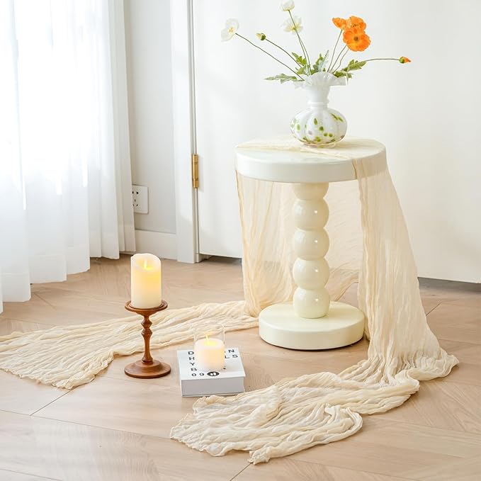 Sioloc 5 Pack Beige Cheesecloth Table Runner Fall Autumn Decor for Home 10ft Table Cloth for Tea Wedding Birthday Party Baby Bridal Shower Halloween Thanksgiving-Ruum Studio Home