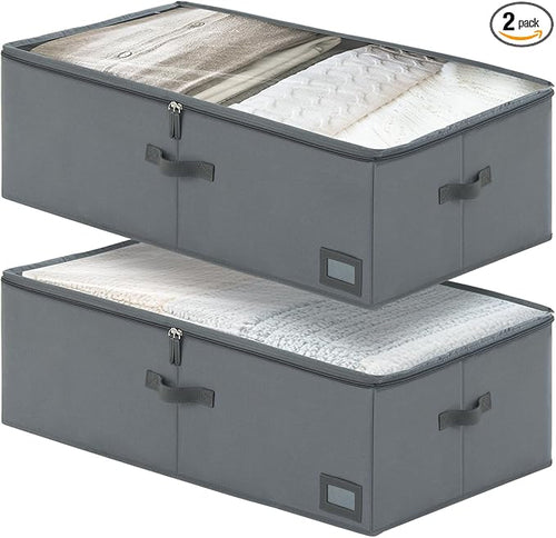 10-Inch Under Bed Organizer, Large Under Bed Storage Container, Underbed Storage Box for Seasonal Clothing, Sweaters, Shoes, Blankets, Wrapping Paper, Sheets & Toys, Yarn 33" L×17" W×10" H-Ruum Studio Home