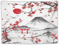 Red Cherry Blossoms Tapestry, Japanese Fuji Mountain Tapestry, Asian Japanese Wall Tapestry, Nature Landscape Tapestries for Bedroom Living Room Decor 80"x60"-Ruum Studio Home