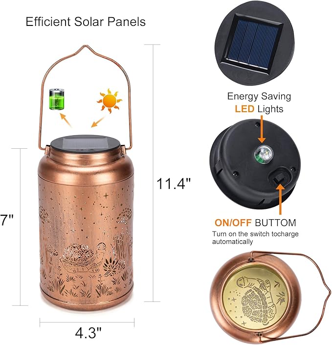 Fathers Day Gifts from Daughter 2 Pack Turtles Solar Lanterns Outdoor Waterproof - Birthday Gifts for Women Turtle Solar Lights Outdoor Garden Decor for Outside, Patio, Outdoor, Yard, Lawn, Balcony-Ruum Studio Home