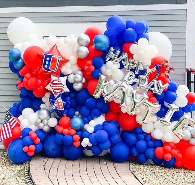 130pcs Red White Blue Balloons Different Sizes 18" 12" 10" 5" Party Latex Balloons for Birthday Graduation 4th of July Independence Day Anniversary New Year Holiday Party Decorations-Ruum Studio Home