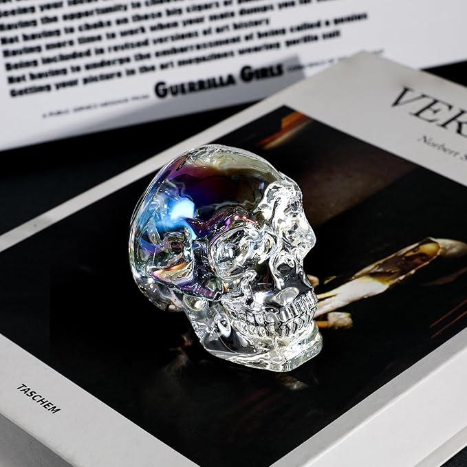 Model Statue for Home Décor Crystal Skull Decorative Figurine Gifts for Women Husbands Halloween Head Figurine Decoration Gift (Colorful Skull)-Ruum Studio Home