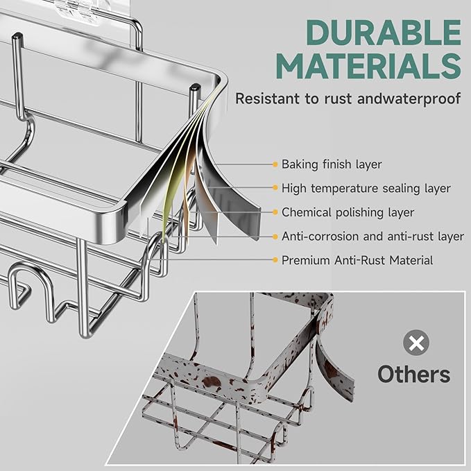 Veken Shower Caddy 6-Pack, Family Choice Award Winner, Large Wall Mounted Shower Rack, Bathroom Shelves Over Toilet, Organizer Storage Accessories with Soap Dish&Toothbrush Holder-Ruum Studio Home