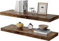 Large Floating Shelves for Wall Set of 2 Wooden Wall Shelves 36 in x 12.75 in x 2 in Room Decor Long Shelf with Invisible Wall Mount Bracket for Bedroom Kitchen Living Room Rustic Brown-Ruum Studio Home