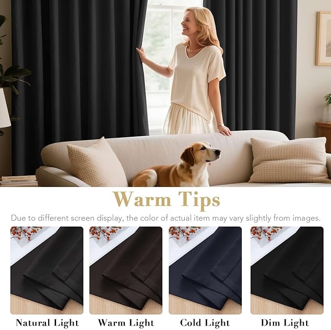 H.VERSAILTEX Blackout Curtains for Bedroom Thermal Insulated Room Darkening Living Room Curtains 72 Inch Long Grommet Privacy Protection Window Curtain Panels/Drapes for Nursery, 2 Panels,Jet Black-Ruum Studio Home