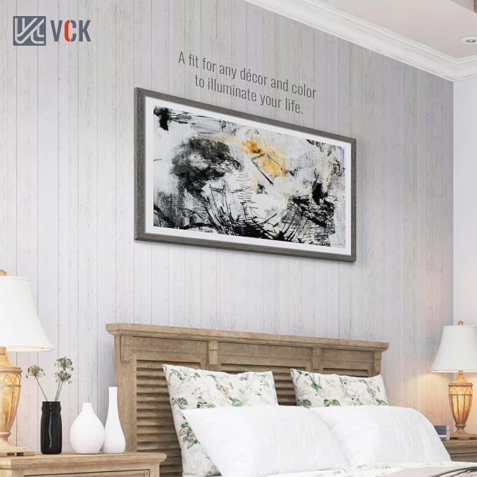 VCK 27x40 Poster Frame Set of 3, Gray Solid Wood Picture Frame, Exclusive Wood Grain, Wall Mounting Hanging-Ruum Studio Home