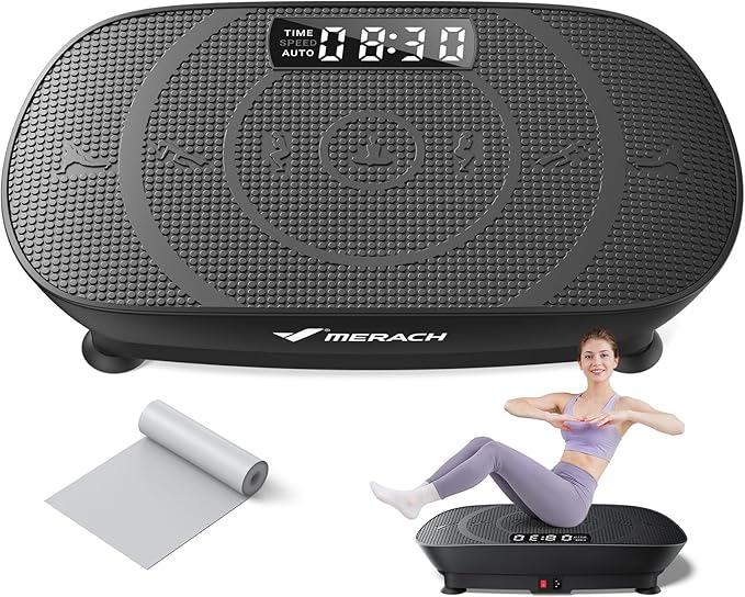 MERACH Vibration Plate Exercise Machine, Whole Body Workout Equipment for Women, Bluetooth and Silicone Pedal, Vibration Plate with Auto Mode, Vibrate Fitness Platform for Home-Ruum Studio Home