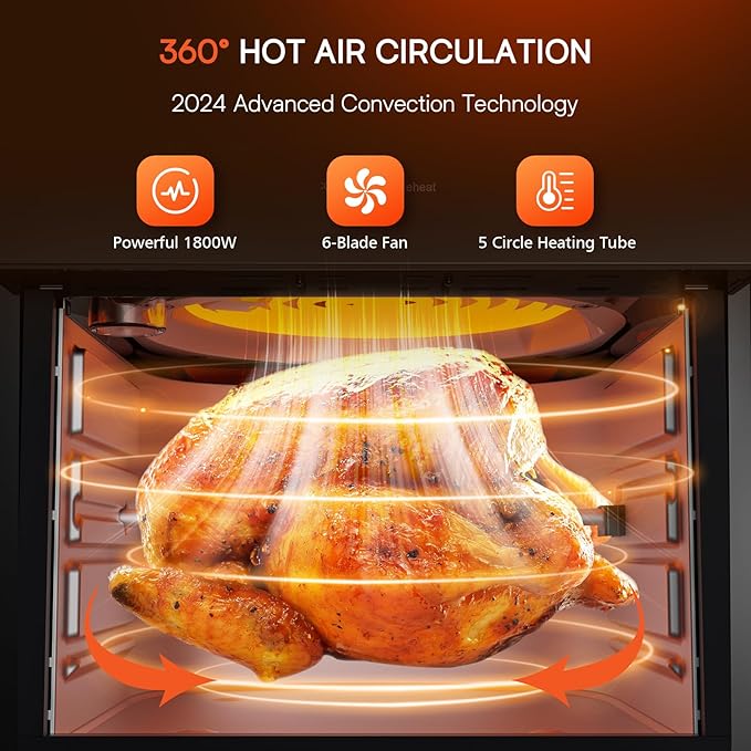 Nuwave Brio 15.5Qt 10-IN-1 Air Fryer Rotisserie Oven, XL Family Size, Even & Crisp AirFry, Reheat, Roast, Dehydrate for Quick Meals, 50°-425°F Control, 100 Presets & 50 Memory, Dishwasher-Safe, 1800W-Ruum Studio Home