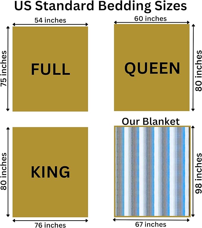 Alpaca Wool Throw Blanket | Super Soft, Lightweight, Breathable and Hypoallergenic | Non-Itchy or Scratchy (Blue White Varicolored, Queen (U.S. Standard))-Ruum Studio Home
