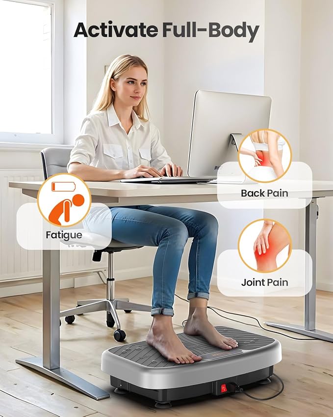 Vibration Plate Exercise Machine, Vibration Plate Platform for Lymphatic Drainage, 200 Adjustable Speeds Power Shaping Vibrating Plate Helps Weight Loss, Shaping, Max Weight 450 Lbs-Ruum Studio Home