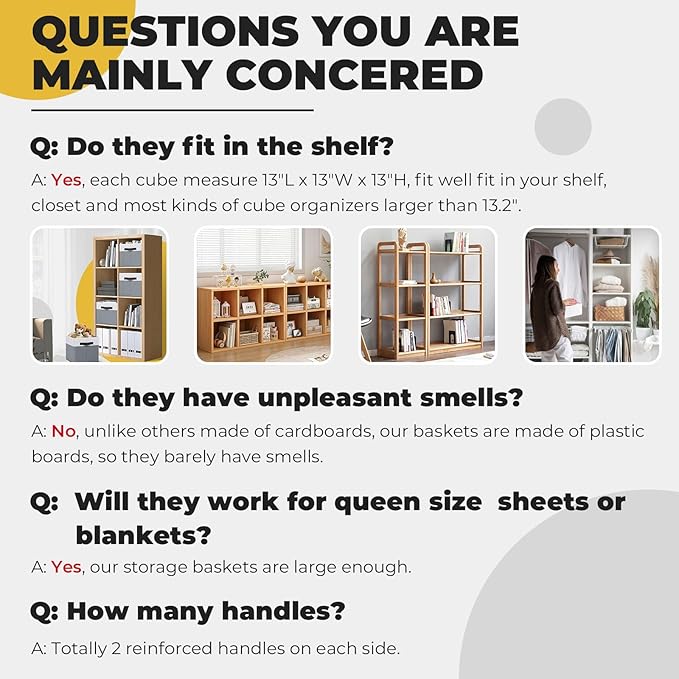 Criusia Fabric Storage Cubes - 13 Inch Large Storage Bins 4 Pack - Clothes Organizer Bins for Closet, Shelves, Cube Organizer/Cubby Collapsible Storage Baskets for Organizing Toys Blanket-Ruum Studio Home