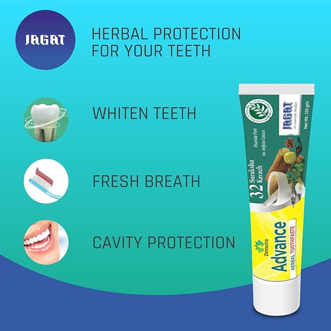Jagat Devsutra Advanced Toothpaste | Doctor Recommended Ayurvedic, Organic & Herbal | 100% Natural Teeth Whitening, No Fluoride & Artificial Colors, Gum Cure, Vegan - Pack of 4-Ruum Studio Home