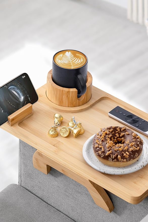 Sofa Arm Tray, Bamboo Large Couch Cup Holder, Portable Anti-Spill Sofa Armrest Tray for Beverage, Snacks, Phone, Remotes-Ruum Studio Home
