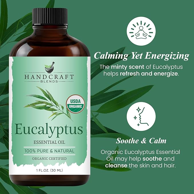 Handcraft Blends Organic Eucalyptus Essential Oil – 1 Fl Oz – 100% Pure and Natural – Premium Grade Essential Oil for Diffuser and Aromatherapy-Ruum Studio Home