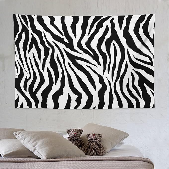 HZOHNAGO Zebra Print Tapestry Nature Wild Animals Black and White Stripe Printed Wall Tapestry Painting Wall Hanging for Bedroom Living Room Dorm 90" W x 60" H-Ruum Studio Home