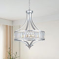 Modern Chrome Crystal Chandelier, 20 Inch Large Ceiling Pendant Light Fixture with 50'' Adjustable Hanging Chain, 5-Light Farmhouse Chandelier for Dining Room, Living Room, Bedroom, Entryway-Ruum Studio Home