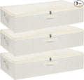 Under the Bed Storage Bins, Closet Organizers with Reinforced Handles for Blanket, Sheets, Pillows, Towels, Shoes, Beige, 3 Pack, 23.6 x 11.8 x 5.9 Inch-Ruum Studio Home