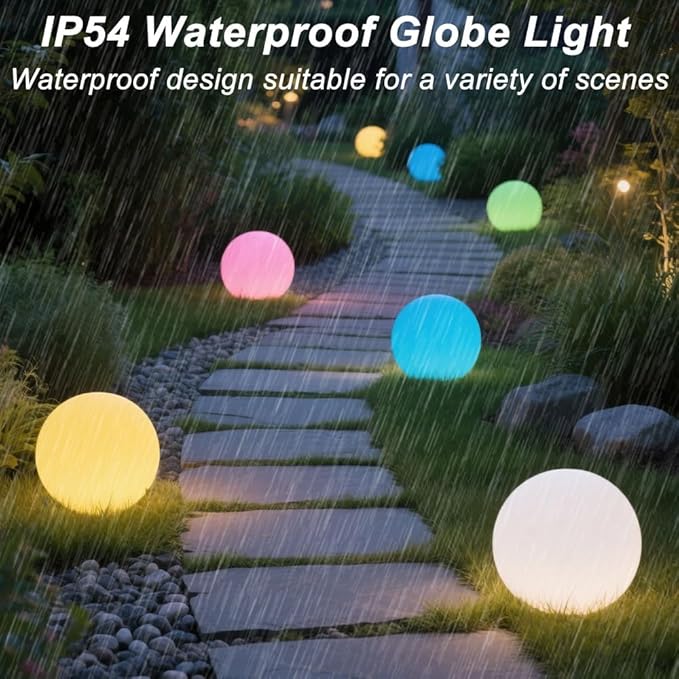 8-in Solar Globe Light Outdoor, Waterproof Solar Ball Light for Outside w/Remote, 16 RGB Color Changing Glowing Orb Lamp Landscape Lighting Mood Lamp w/Ground Stake for Garden Patio Yard Pathway Decor-Ruum Studio Home