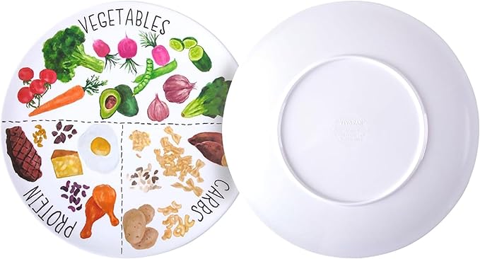 9" Portion Control Plate - Healthy Nutrition Plate for Adults and Teens, Melamine, Ideal for Weight Loss and Diabetes Management (4 Pack)-Ruum Studio Home