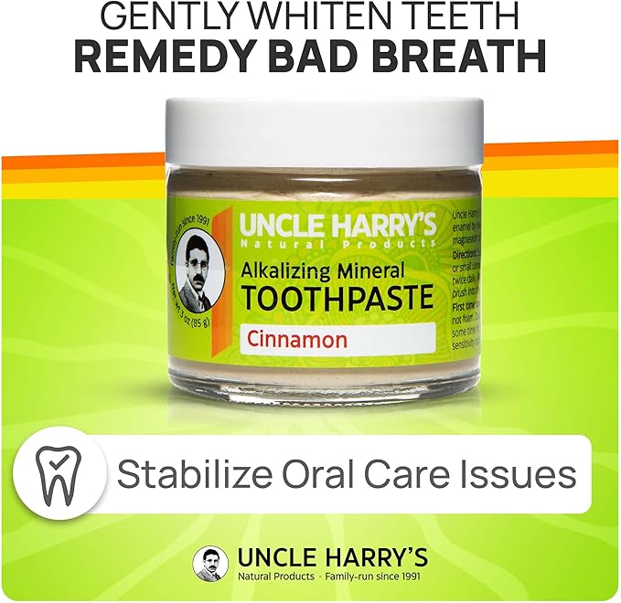 Uncle Harry's Cinnamon Remineralizing Toothpaste | Natural Whitening Toothpaste Freshens Breath & Promotes Enamel | Vegan Fluoride Free Paste (4 pack)-Ruum Studio Home