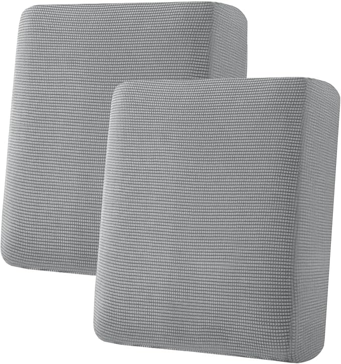 H.VERSAILTEX Super Stretch Individual Seat Sofa Covers Couch Slipcover Sets Thick Jacquard Textured Twill Fabric (2 Piece Medium Cushion Covers, Dove)-Ruum Studio Home