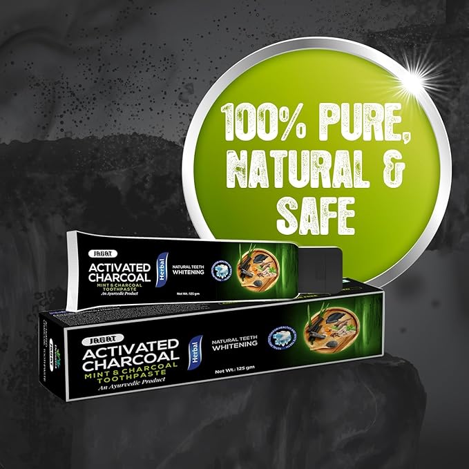 Jagat Devsutra Activated Charcoal & Fresh Mint Toothpaste | Doctor Recommended Ayurvedic, Organic & Herbal | 100% Natural Teeth Whitening, No Fluoride & Artificial Colors, Gum Cure, Vegan - Pack of 4-Ruum Studio Home