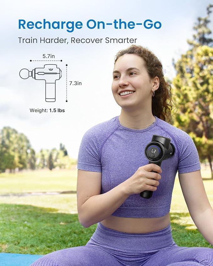 RENPHO Massage Gun Deep Tissue, Portable Percussion Muscle Massager with Bluetooth, Handheld Device for Back and Neck, Carry Case, Gifts for Men and Women-Ruum Studio Home