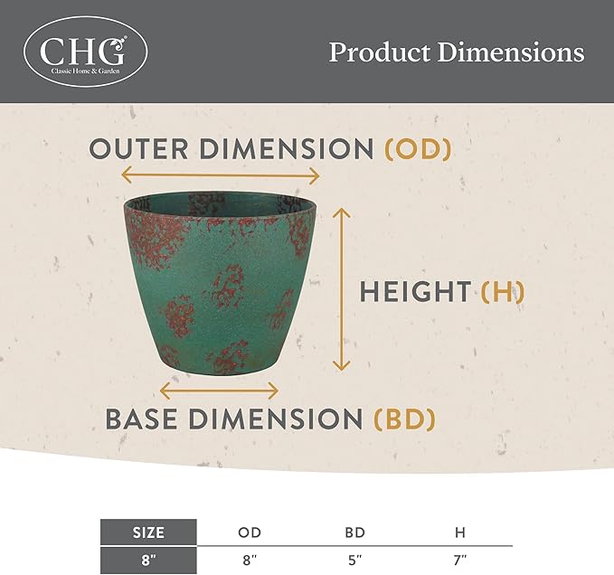 Classic Home and Garden Vogue Planter Pots w/Pottery Quality Finish - Modern Indoor & Outdoor Flower Pots - UV-Resistant Porch Planters - Decorative Pot for Flowers & Herbs (8” Willow Green)-Ruum Studio Home