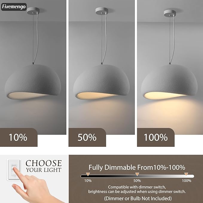 23.6in Large Wabi Sabi Pendant Lights Kitchen Island Lighting Fixture Ceiling Mount White Modern Japanese Lamp Japandi Chandelier for Dining Living Room Bedroom Restaurant Hanging Lamp-Ruum Studio Home