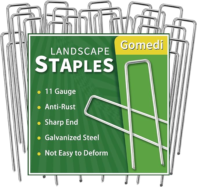 Landscape Staples 8 Inch 60 Pack, Garden Stakes Galvanized Garden Staples 11 Gauge, Plant Cover Stakes for Lawn Weed Barrier-Ruum Studio Home